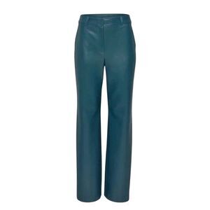 Aritzia Babaton Faux Leather Wide Leg Pants in Deep Teal Size 6